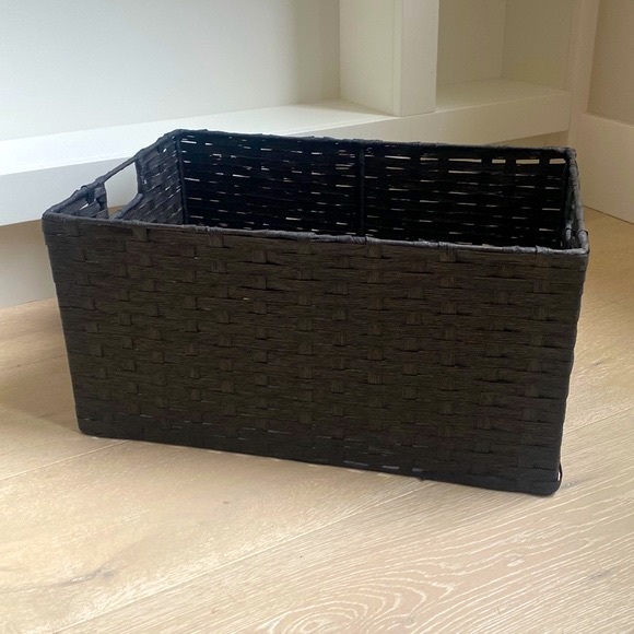 Woven Storage Basket with handles in black - Picture 4 of 5